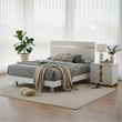 Queen Bedroom Set- White- Gold Wood- 2 Piece Set with Nightstand