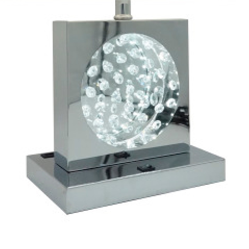 Accent Table Lamp- 22 Inch- Chrome Square Crystal Center with Night Light