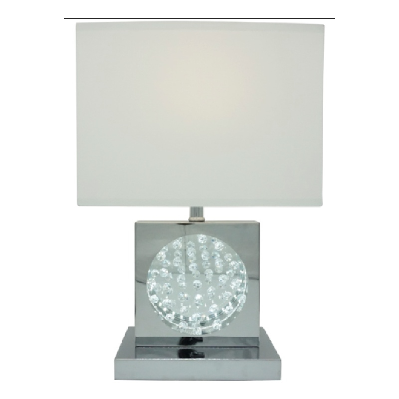Accent Table Lamp- 22 Inch- Chrome Square Crystal Center with Night Light