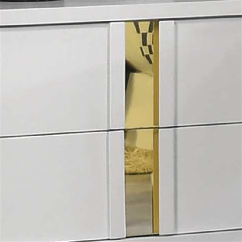 Queen Bedroom Set- White- Gold Wood- 3 Piece Set with 2 Nightstands