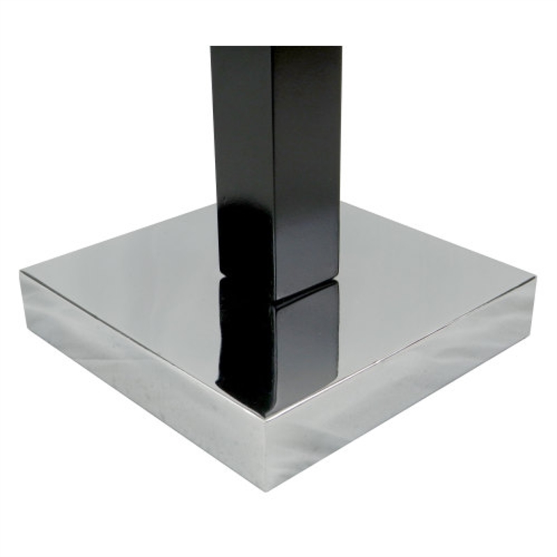 Table Lamp- White Fabric Shade- Square Brown Body- Chrome Metal Base