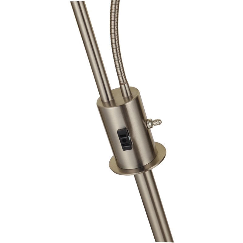 Torchiere Floor Lamp w LED Reading Light- Adjustable Arm- Satin Nickel