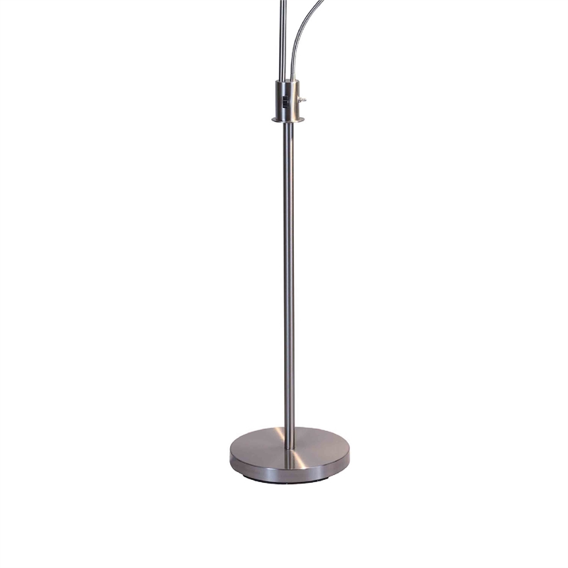 Torchiere Floor Lamp w LED Reading Light- Adjustable Arm- Satin Nickel