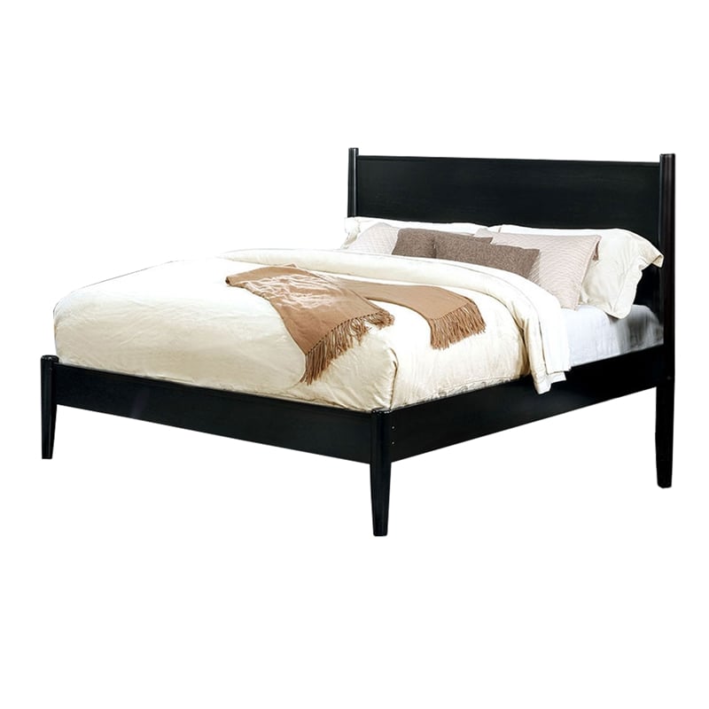 Queen Bedroom Set- Black Wood- 2 Piece Set with Nightstand