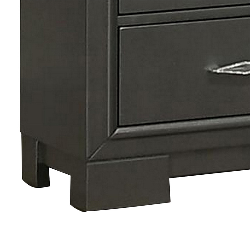 Queen Bedroom Set- Dark Gray- Metallic Gray Wood- 2 Piece Set with Nightstand