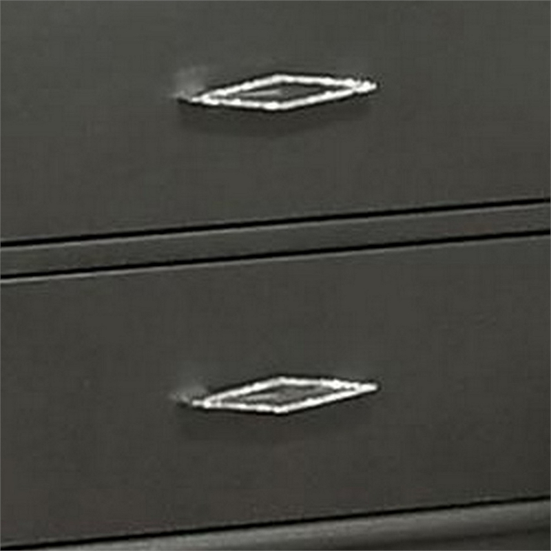 Queen Bedroom Set- Dark Gray- Metallic Gray Wood- 3 Piece Set with 2 Nightstands