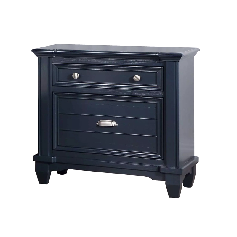 Queen Bedroom Set- Slate Blue- Nickel Wood- 2 Piece Set with Nightstand