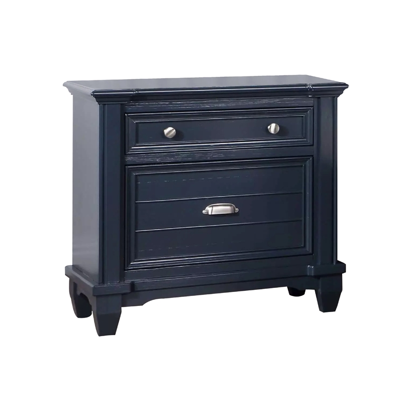 Queen Bedroom Set- Slate Blue- Nickel Wood- 2 Piece Set with Nightstand