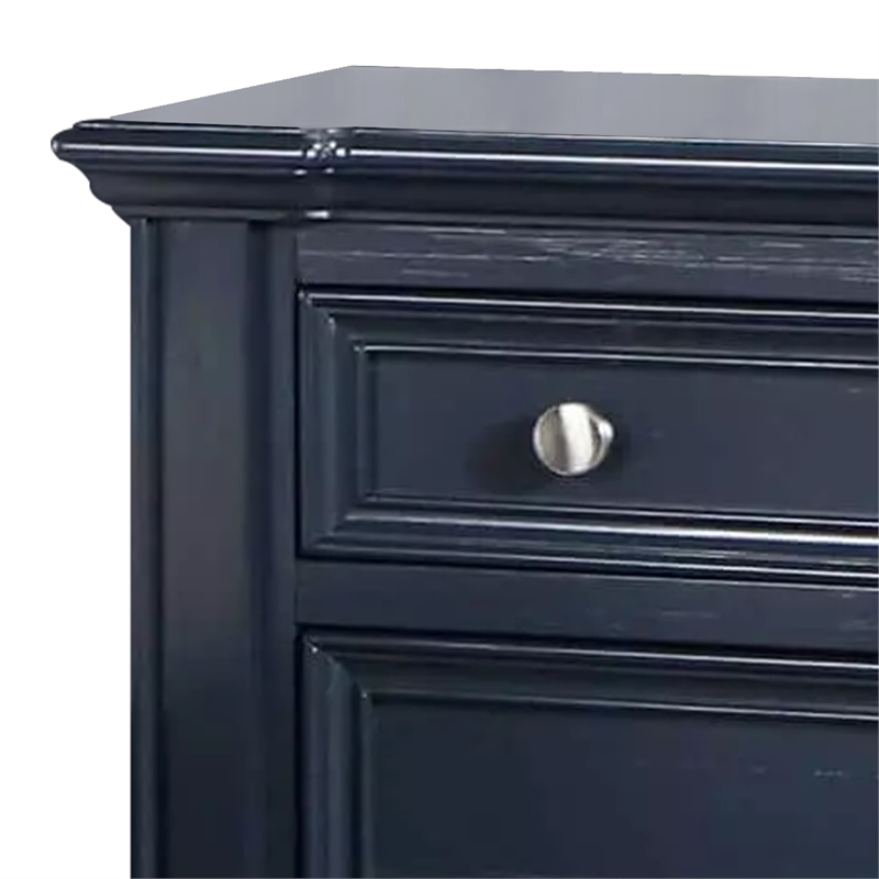 Queen Bedroom Set- Slate Blue- Nickel Wood- 2 Piece Set with Nightstand