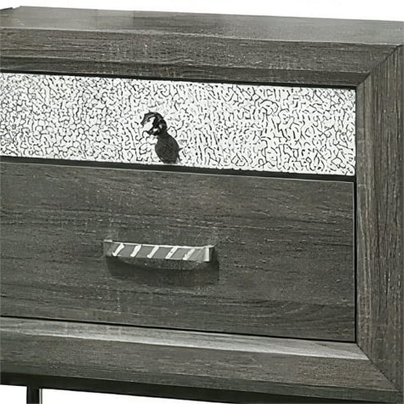 Queen Bedroom Set- Gray- Silver- Black Wood- 2 Piece Set with Nightstand
