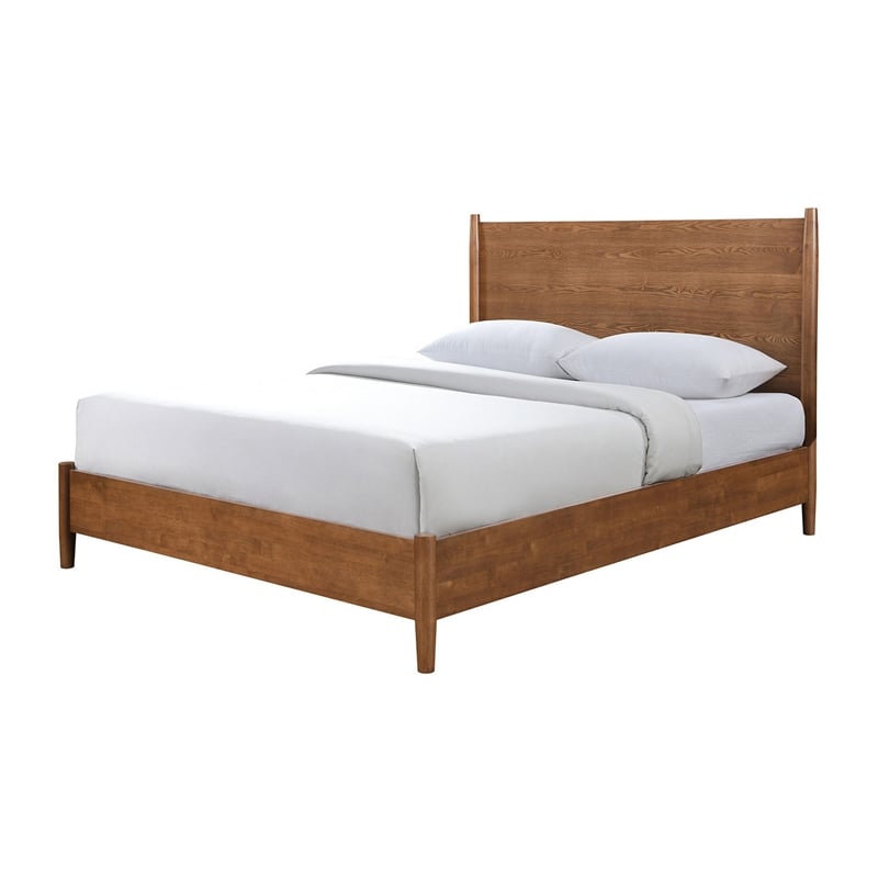 Queen Bedroom Set- Walnut Brown- Nickel Wood- 2 Piece Set with Nightstand