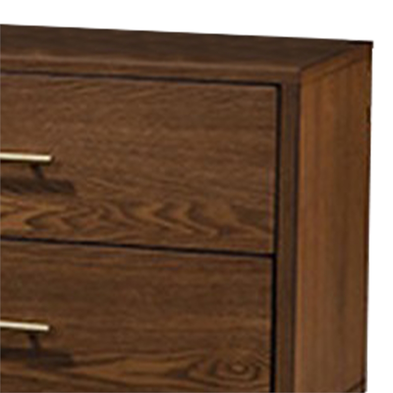 Queen Bedroom Set- Walnut Brown- Nickel Wood- 2 Piece Set with Nightstand