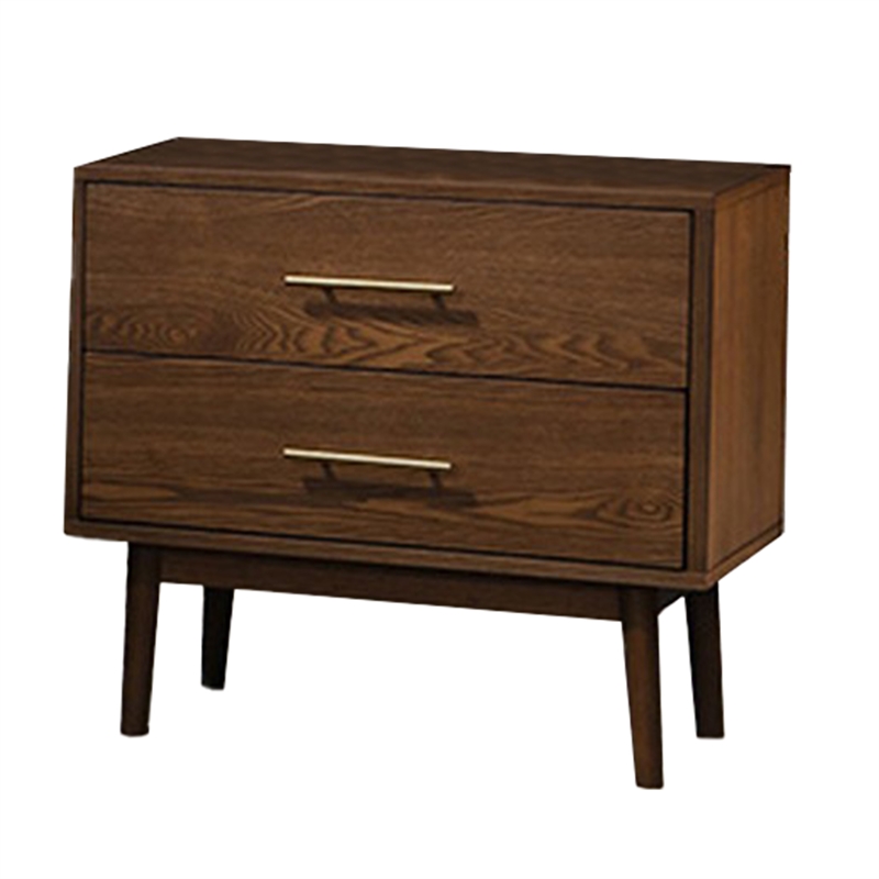 Queen Bedroom Set- Walnut Brown- Nickel Wood- 3 Piece Set with 2 Nightstands