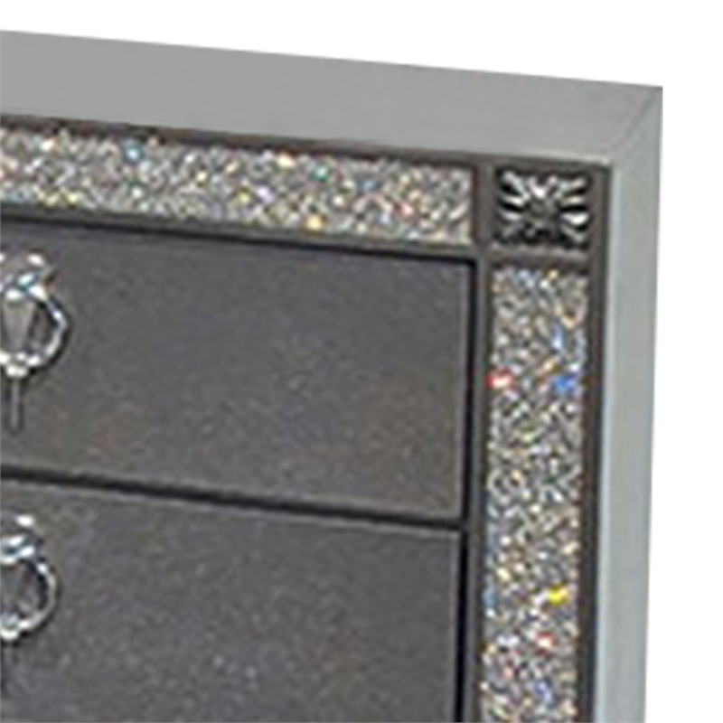 Queen Bedroom Set- Gray- Nickel Wood- 3 Piece Set with 2 Nightstands