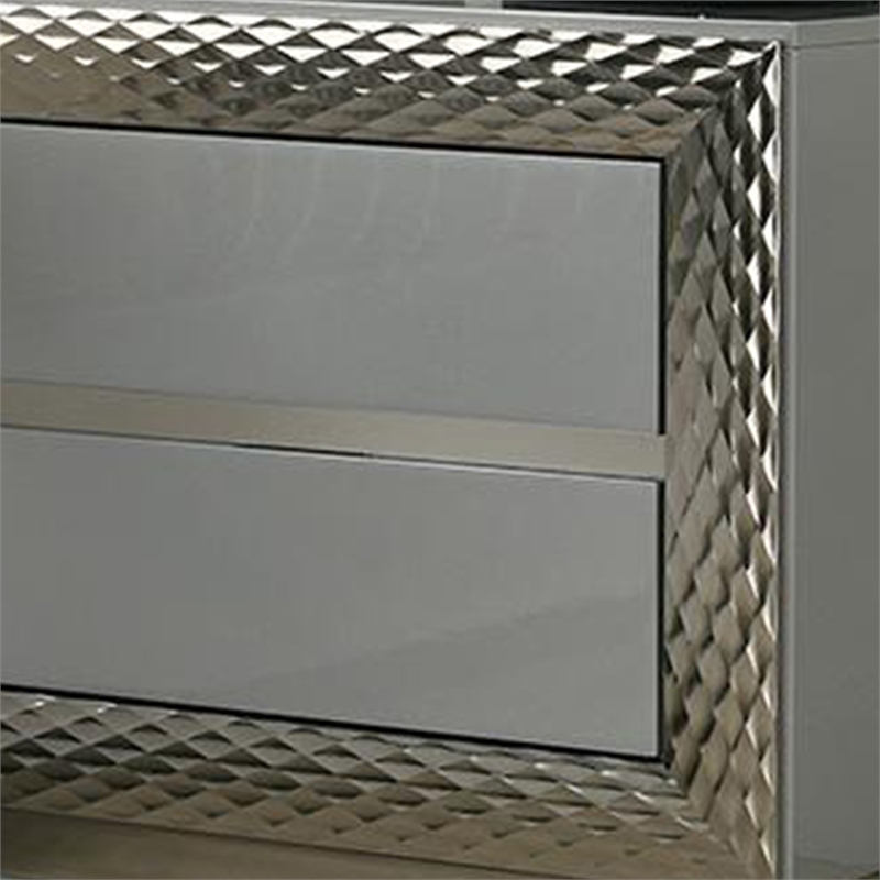 Queen Bedroom Set- Gray- Silver Wood- 2 Piece Set with Nightstand