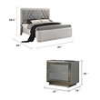 Queen Bedroom Set- Gray- Silver Wood- 2 Piece Set with Nightstand