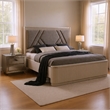 Queen Bedroom Set- Gray- Silver Wood- 2 Piece Set with Nightstand