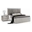 Queen Bedroom Set- Gray- Silver Wood- 2 Piece Set with Nightstand