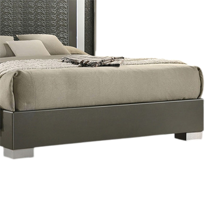 Queen Bedroom Set- White- Gray Wood- 2 Piece Set with Nightstand