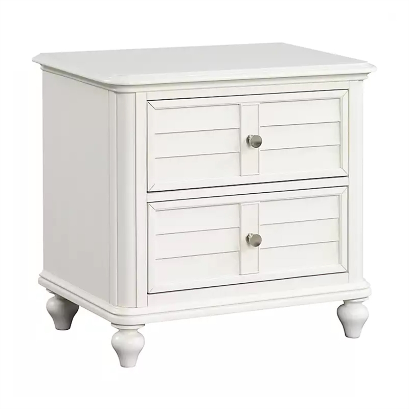 Queen Bedroom Set- White Wood- 2 Piece Set with Nightstand