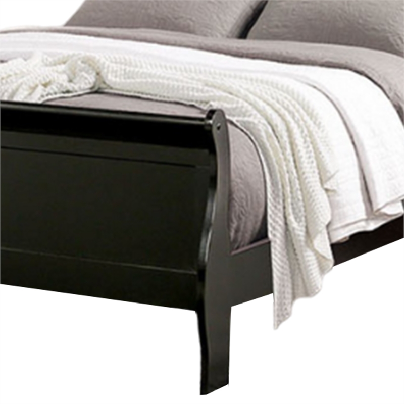 Queen Bedroom Set- Black- Nickel Wood- 2 Piece Set with Nightstand