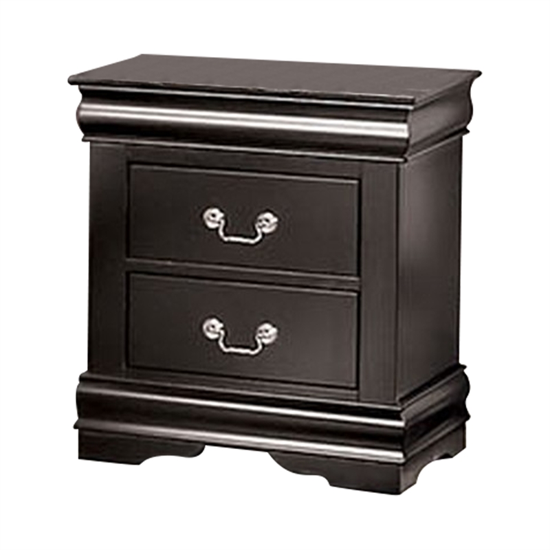 Queen Bedroom Set- Black- Nickel Wood- 2 Piece Set with Nightstand