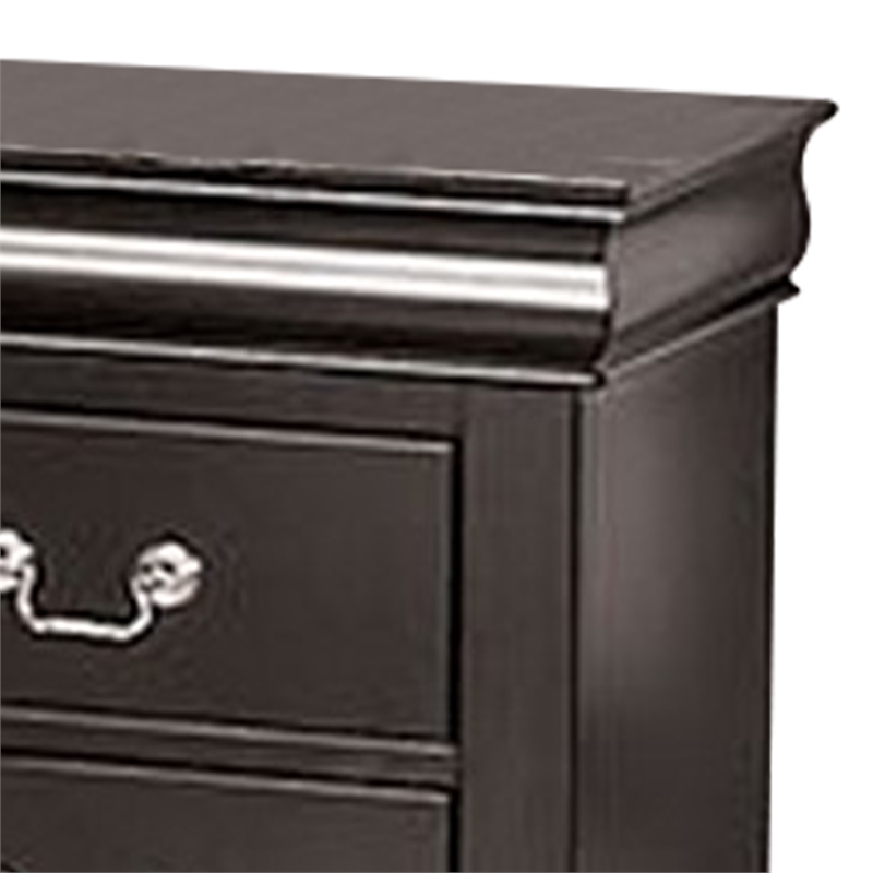 Queen Bedroom Set- Black- Nickel Wood- 2 Piece Set with Nightstand
