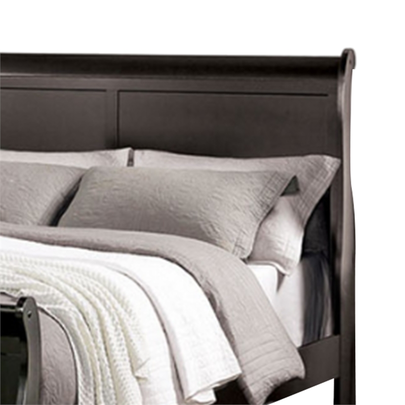 Queen Bedroom Set- Black- Nickel Wood- 3 Piece Set with 2 Nightstands