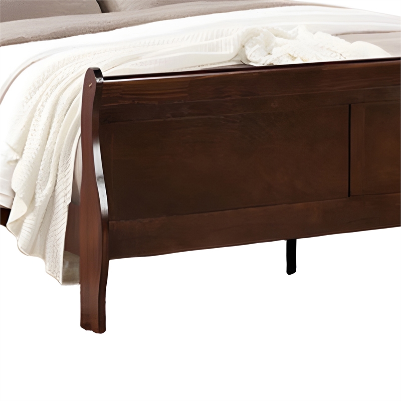 Queen Bedroom Set- Cherry Brown- Bronze Wood- 2 Piece Set with Nightstand