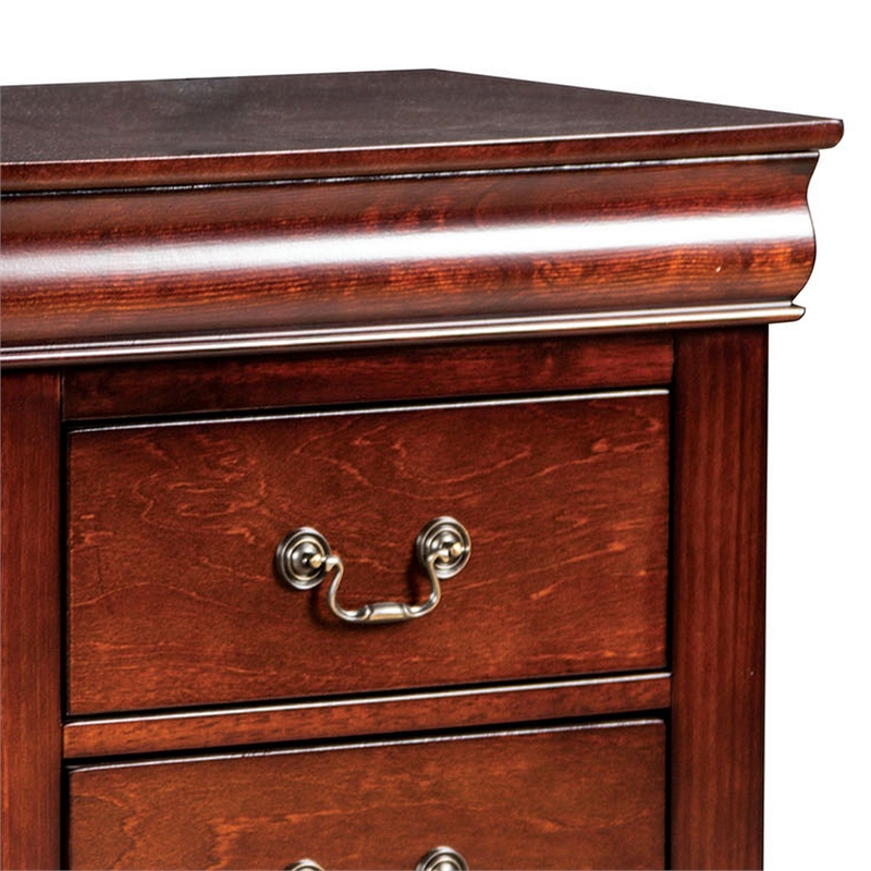 Queen Bedroom Set- Cherry Brown- Bronze Wood- 3 Piece Set with 2 Nightstands