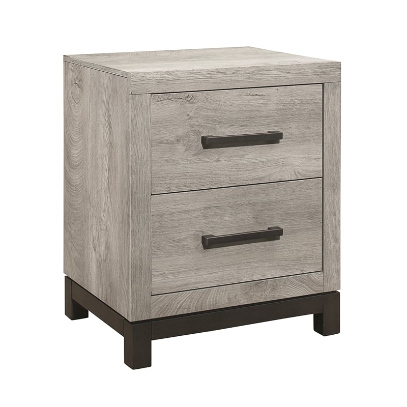 Queen Bedroom Set- Gray Wood- 3 Piece Set with 2 Nightstands