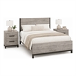 Queen Bedroom Set- Gray Wood- 3 Piece Set with 2 Nightstands