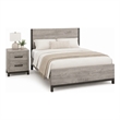 Queen Bedroom Set- Gray Wood- 2 Piece Set with Nightstand