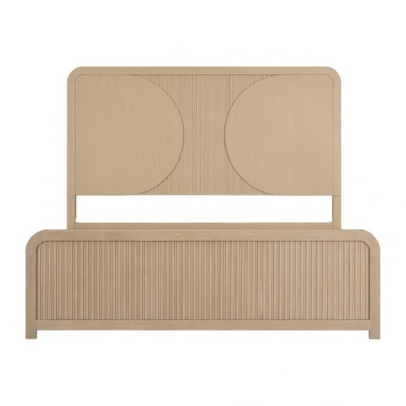 Queen Bedroom Set- Natural Brown Wood- 2 Piece Set with Nightstand