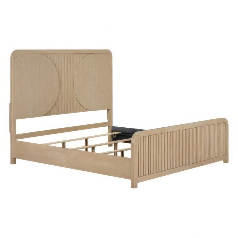 Queen Bedroom Set- Natural Brown Wood- 2 Piece Set with Nightstand