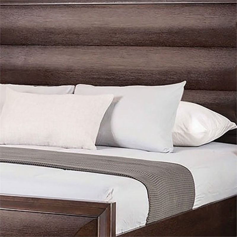Queen Bedroom Set- Espresso Brown- Gold Wood- 2 Piece Set with Nightstand