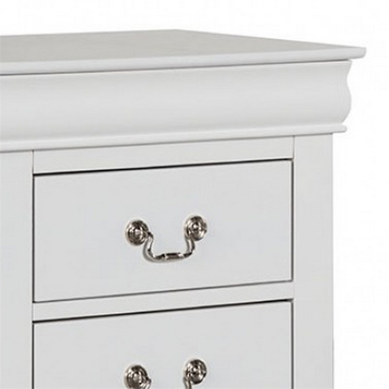 Queen Bedroom Set- White- Nickel Wood- 2 Piece Set with Nightstand