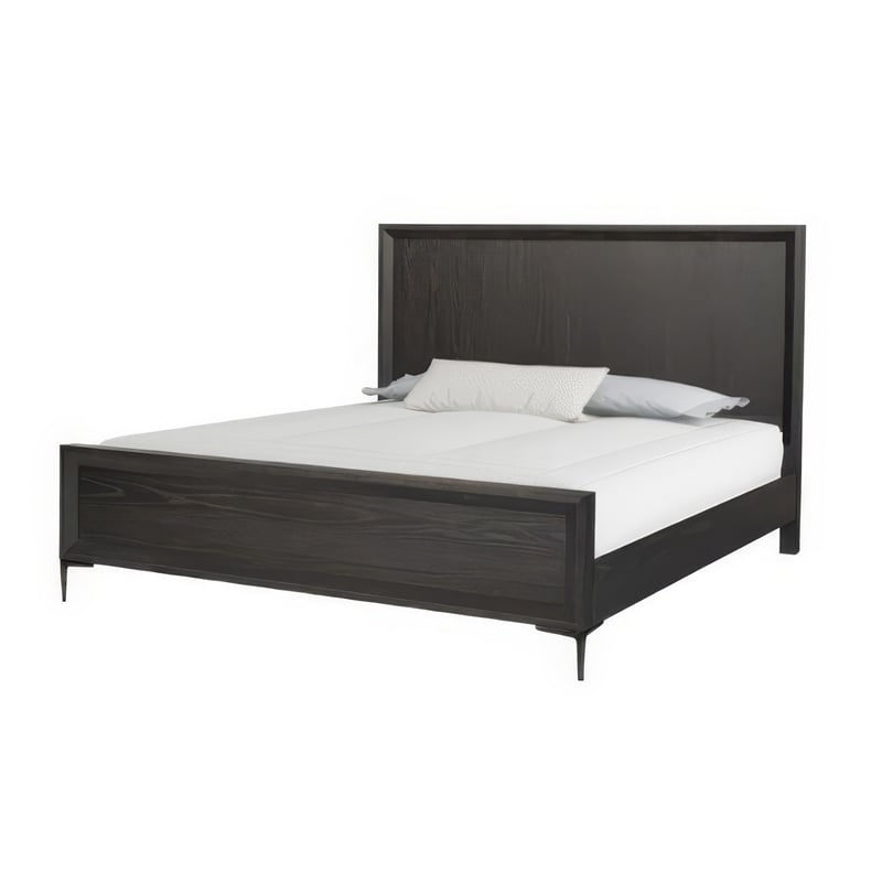 Queen Bedroom Set- Espresso Brown- Silver-Black Wood-2 Piece Set with Nightstand