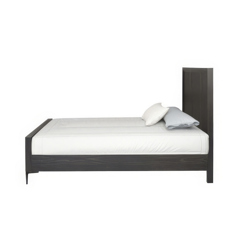 Queen Bedroom Set- Espresso Brown- Silver-Black Wood-2 Piece Set with Nightstand