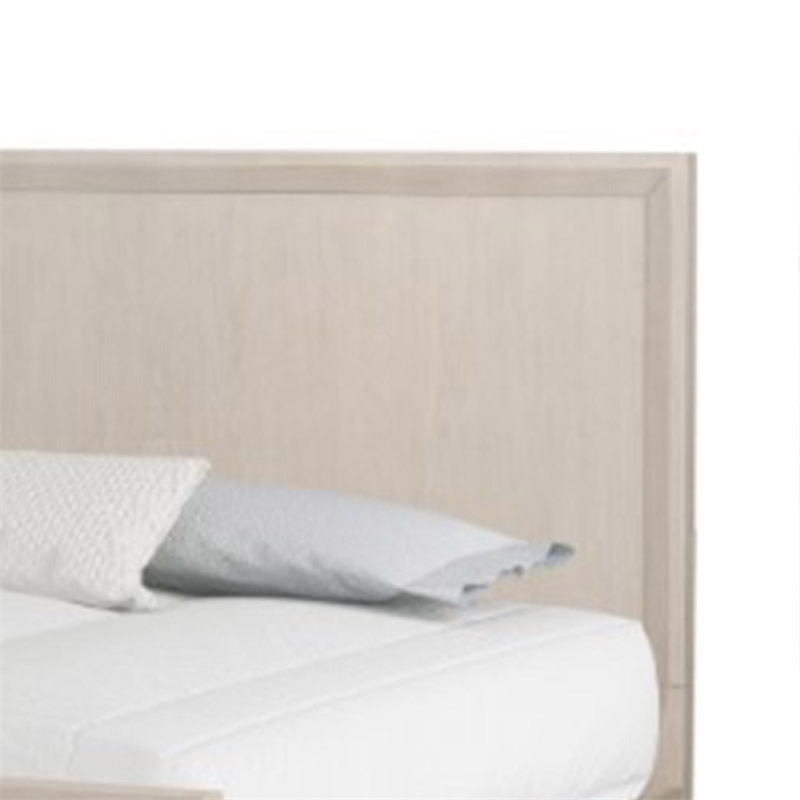 Queen Bedroom Set- Natural Oak Brown-Champagne Wood- 2 Piece Set with Nightstand