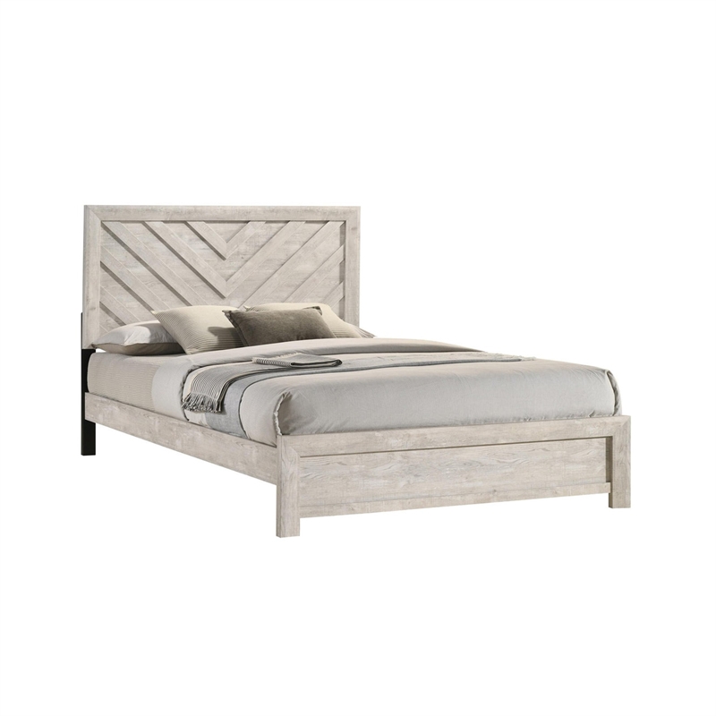 King Bedroom Set- Beige- Black Wood- 2 Piece Set with Nightstand