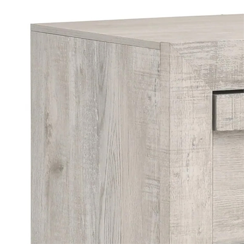 Queen Bedroom Set- Beige- Black Wood- 2 Piece Set with Nightstand