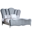 Queen Bedroom Set- Silver- Chrome Wood- 2 Piece Set with Nightstand