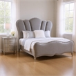 Queen Bedroom Set- Silver- Chrome Wood- 2 Piece Set with Nightstand