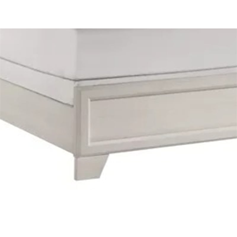 Queen Bedroom Set- White- Silver Wood- 2 Piece Set with Nightstand