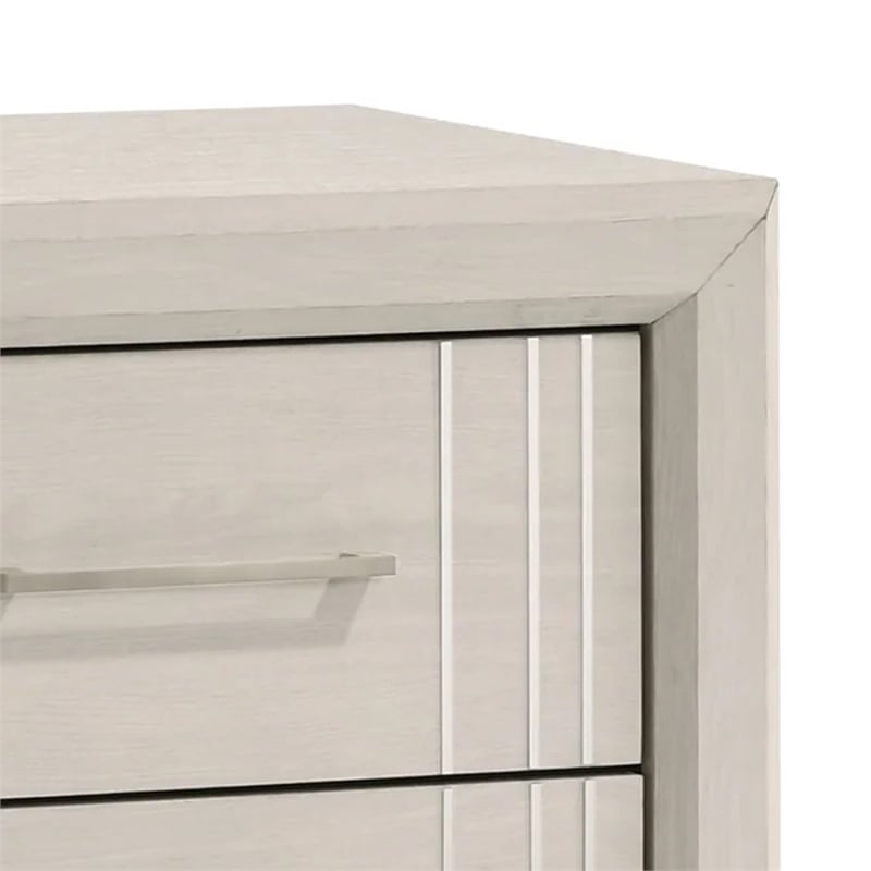 Queen Bedroom Set- White- Silver Wood- 2 Piece Set with Nightstand