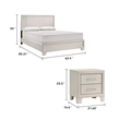 Queen Bedroom Set- White- Silver Wood- 2 Piece Set with Nightstand