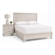 Queen Bedroom Set- White- Silver Wood- 2 Piece Set with Nightstand