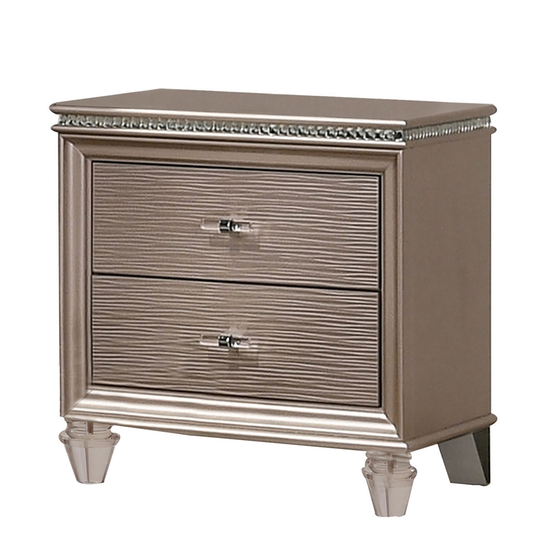 Queen Bedroom Set- Gold Wood- 3 Piece Set with 2 Nightstands