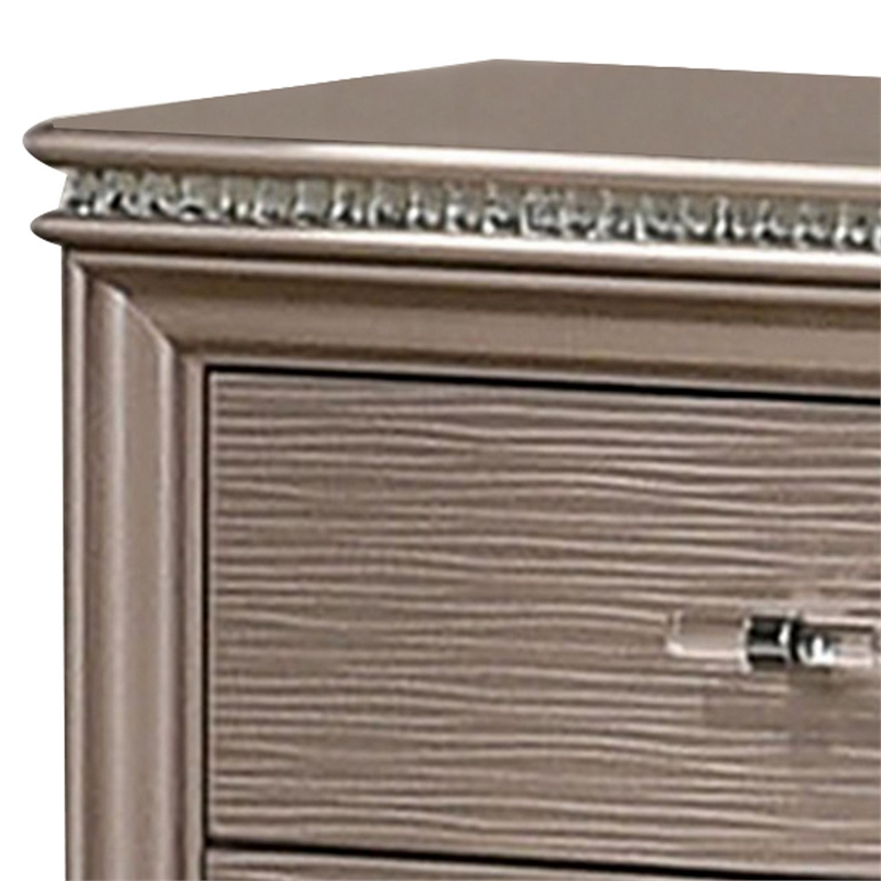 Queen Bedroom Set- Gold Wood- 3 Piece Set with 2 Nightstands